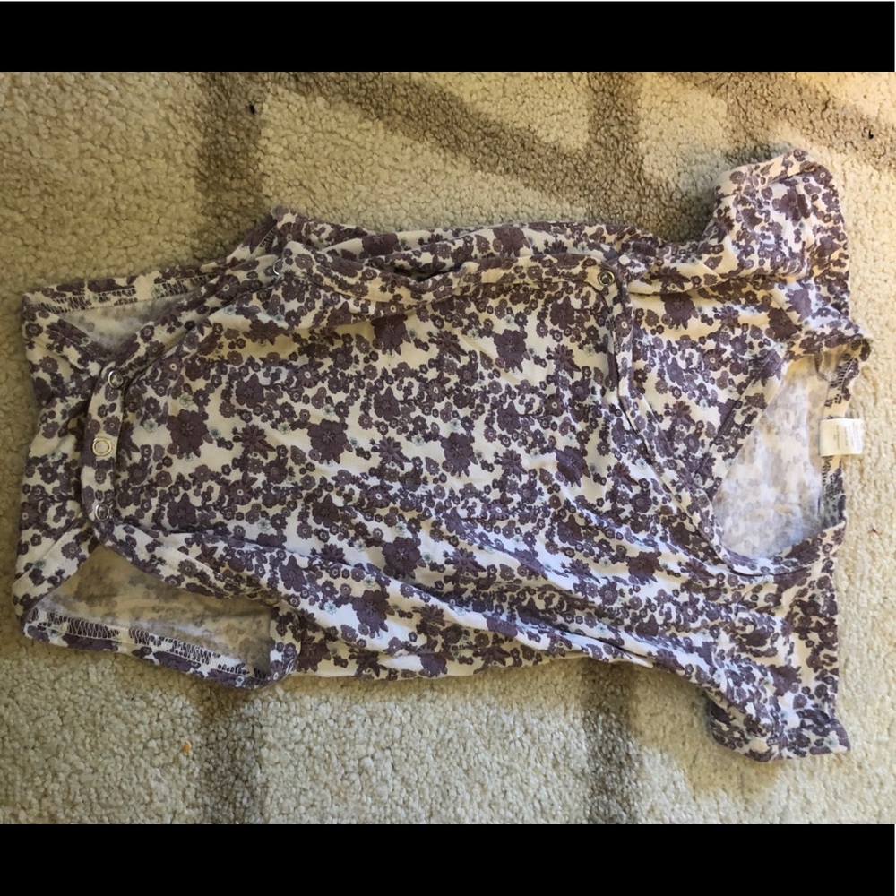 Purple floral body-suit Kate Quinn